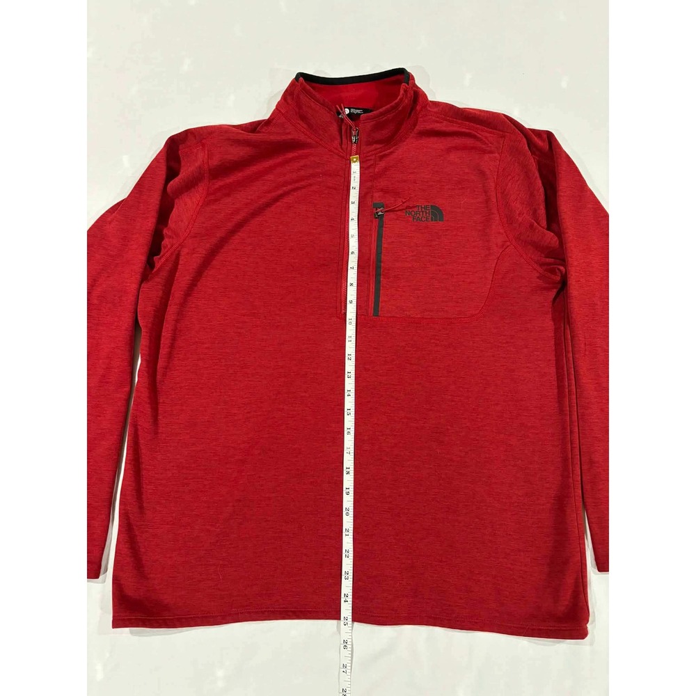 The North‎ Face Mens XL Red Heathered Quarter Zip Fleece Pullover Chest Pocket - Picture 4 of 10